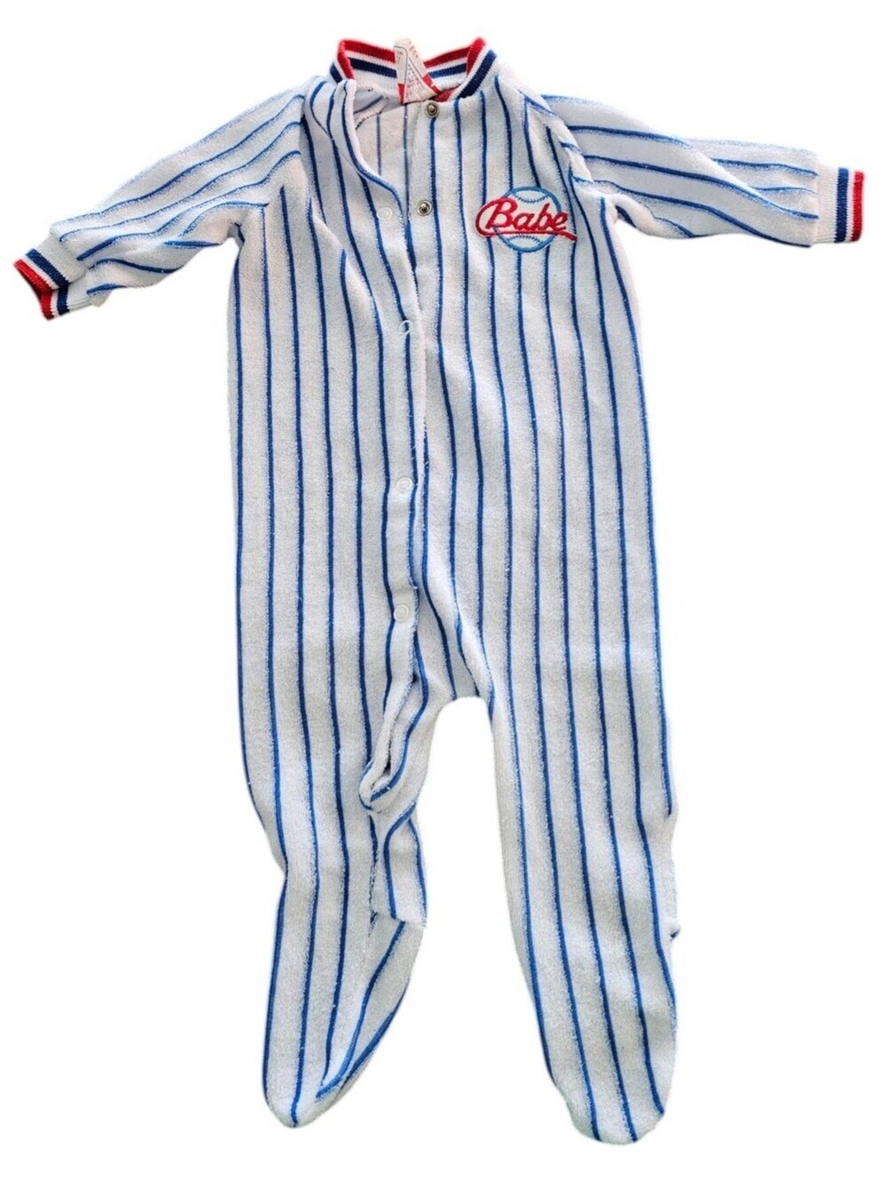 Vintage Playskool Hasbro Boys Sleeper Size 3M Babe Baseball Blue Striped
